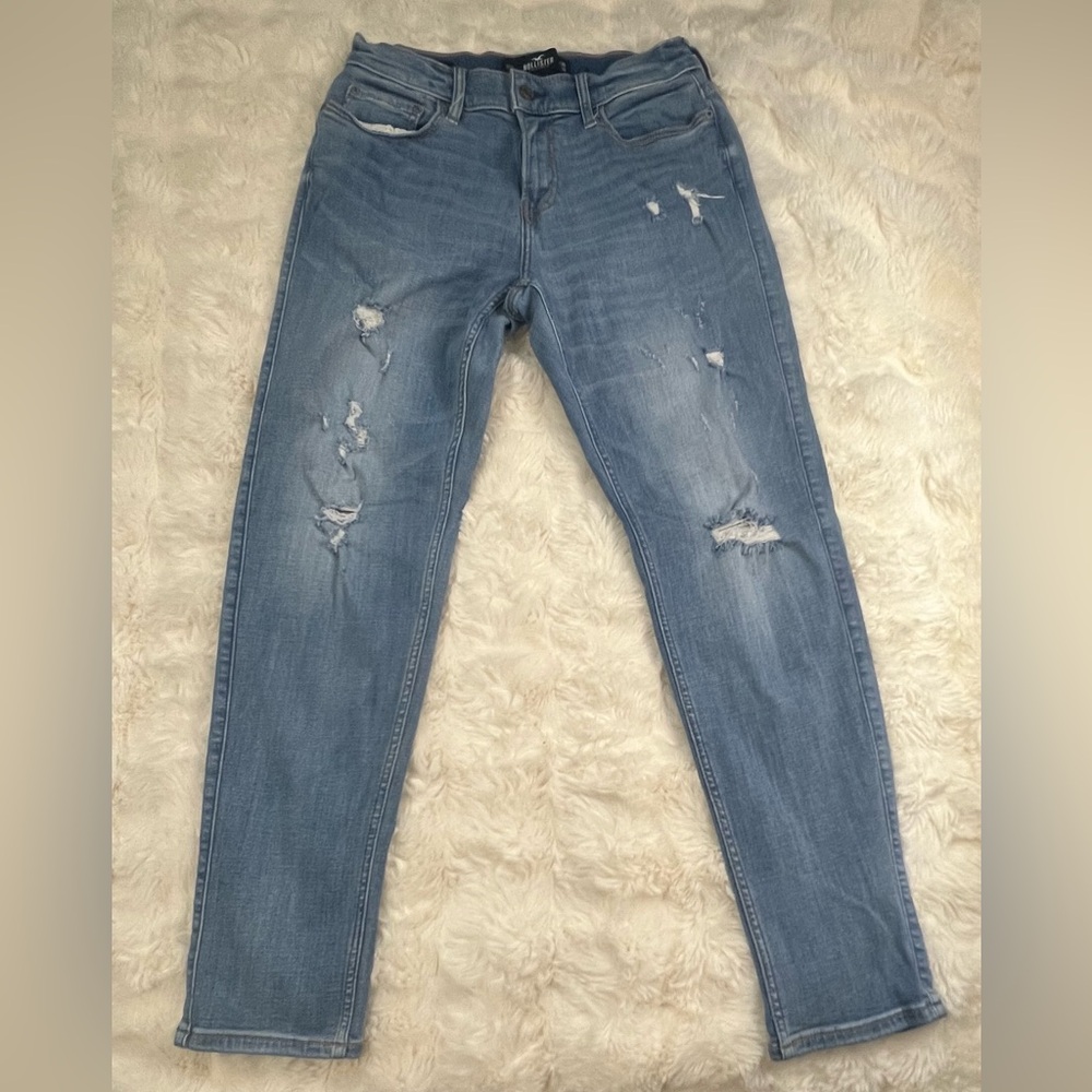 Hollister Light Blue Distressed Taper Advanced Stretch Jeans Sz 30X32 (L29)